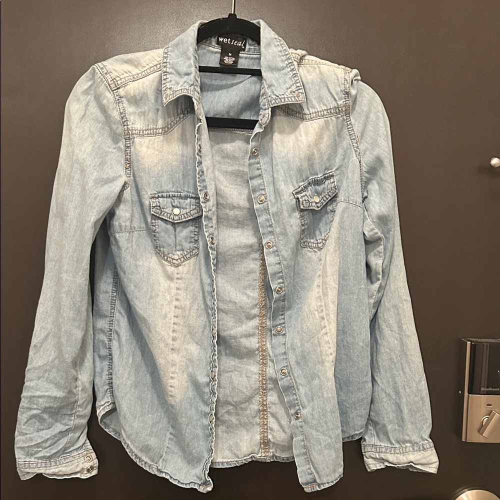 Wet Seal Sky Blue Denim Top